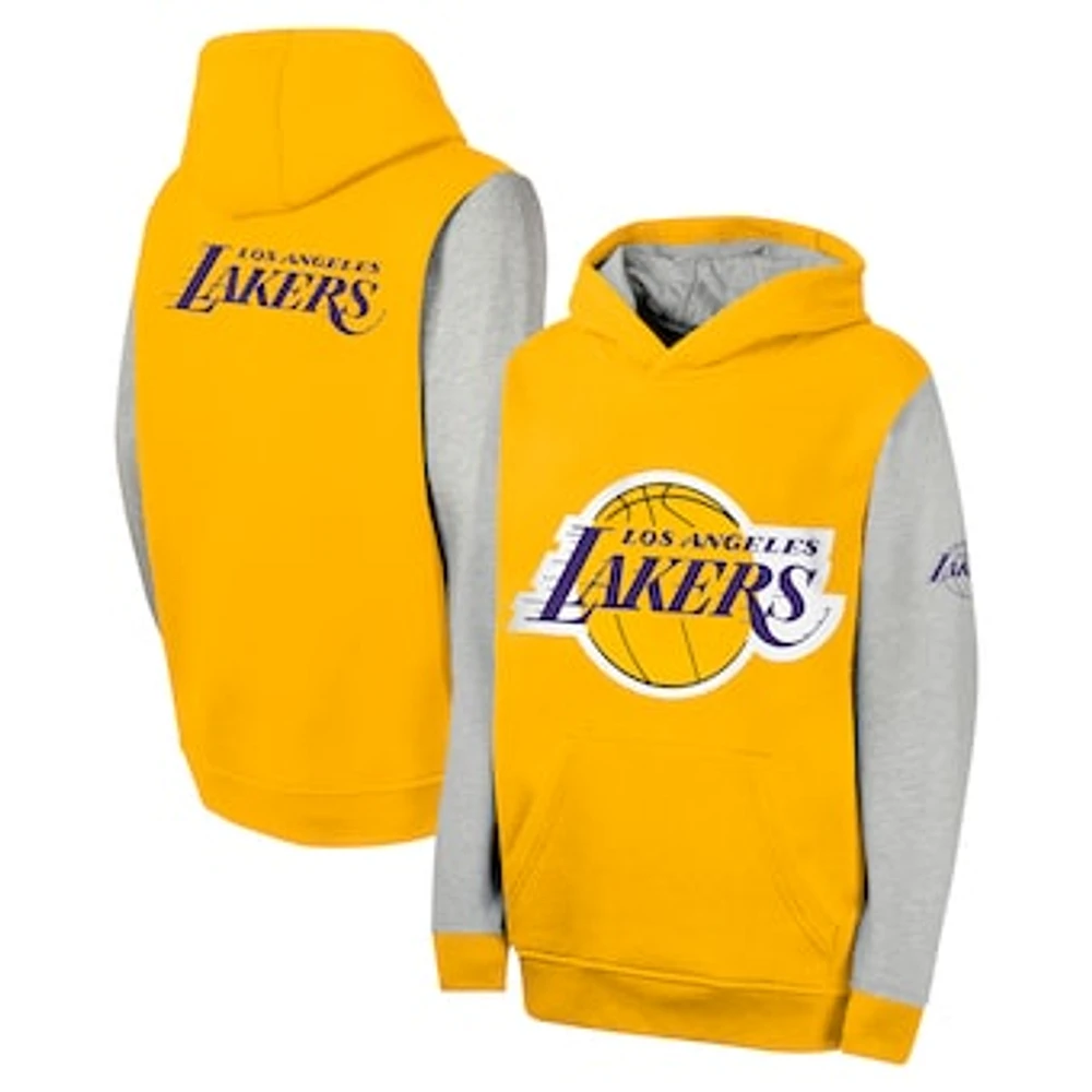 Youth  Gold Los Angeles Lakers Fair Catch Fleece Pullover Hoodie