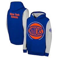 Youth  Blue New York Knicks Fair Catch Fleece Pullover Hoodie