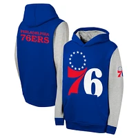 Youth  Royal Philadelphia 76ers Fair Catch Fleece Pullover Hoodie