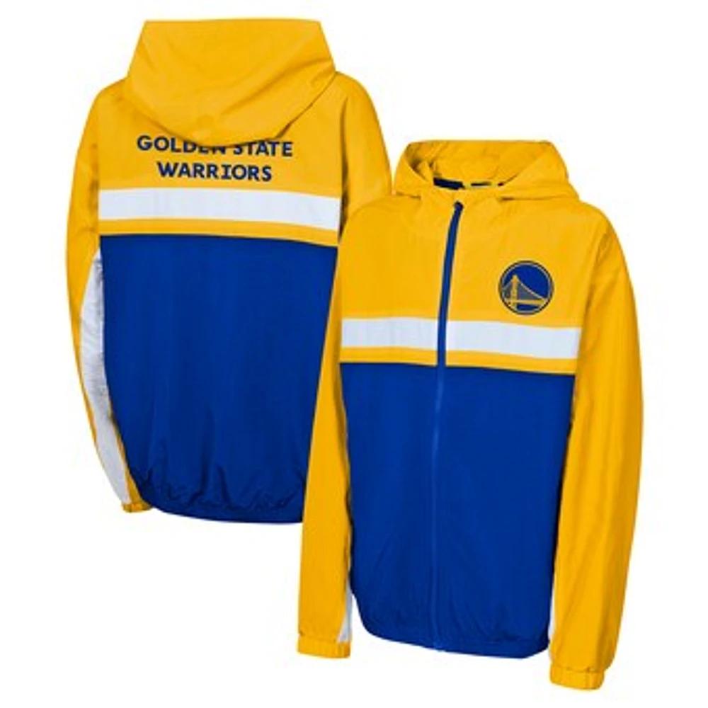 Youth Gold Golden State Warriors Headliner Windbreaker Full-Zip Hoodie Jacket