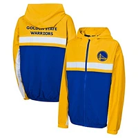 Youth Gold Golden State Warriors Headliner Windbreaker Full-Zip Hoodie Jacket