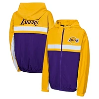 Youth Gold Los Angeles Lakers Headliner Windbreaker Full-Zip Hoodie Jacket