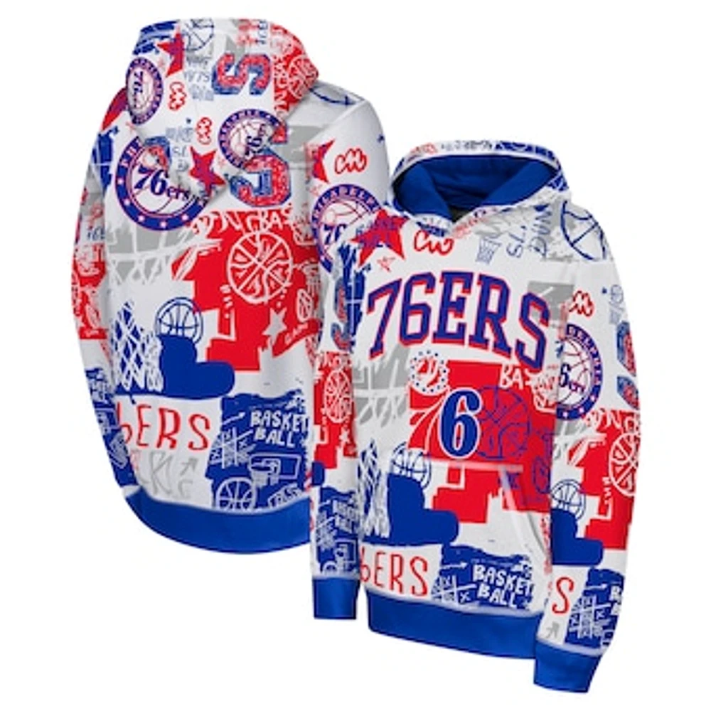 Youth  Royal Philadelphia 76ers Wild Style Pullover Hoodie