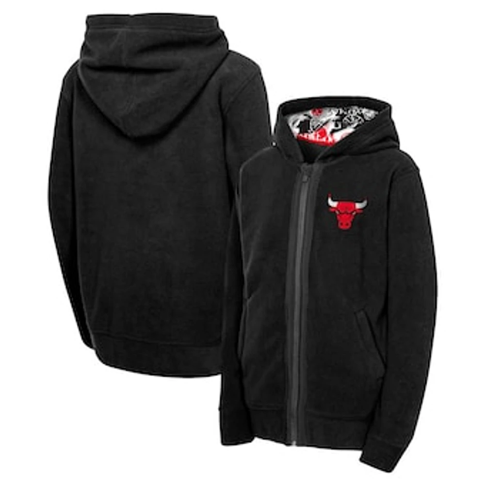 Youth Black Chicago Bulls Key Line Sherpa Full-Zip Hoodie