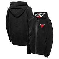 Youth Black Chicago Bulls Key Line Sherpa Full-Zip Hoodie