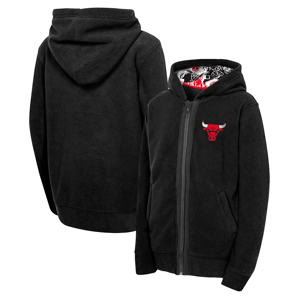 Youth Black Chicago Bulls Key Line Sherpa Full-Zip Hoodie