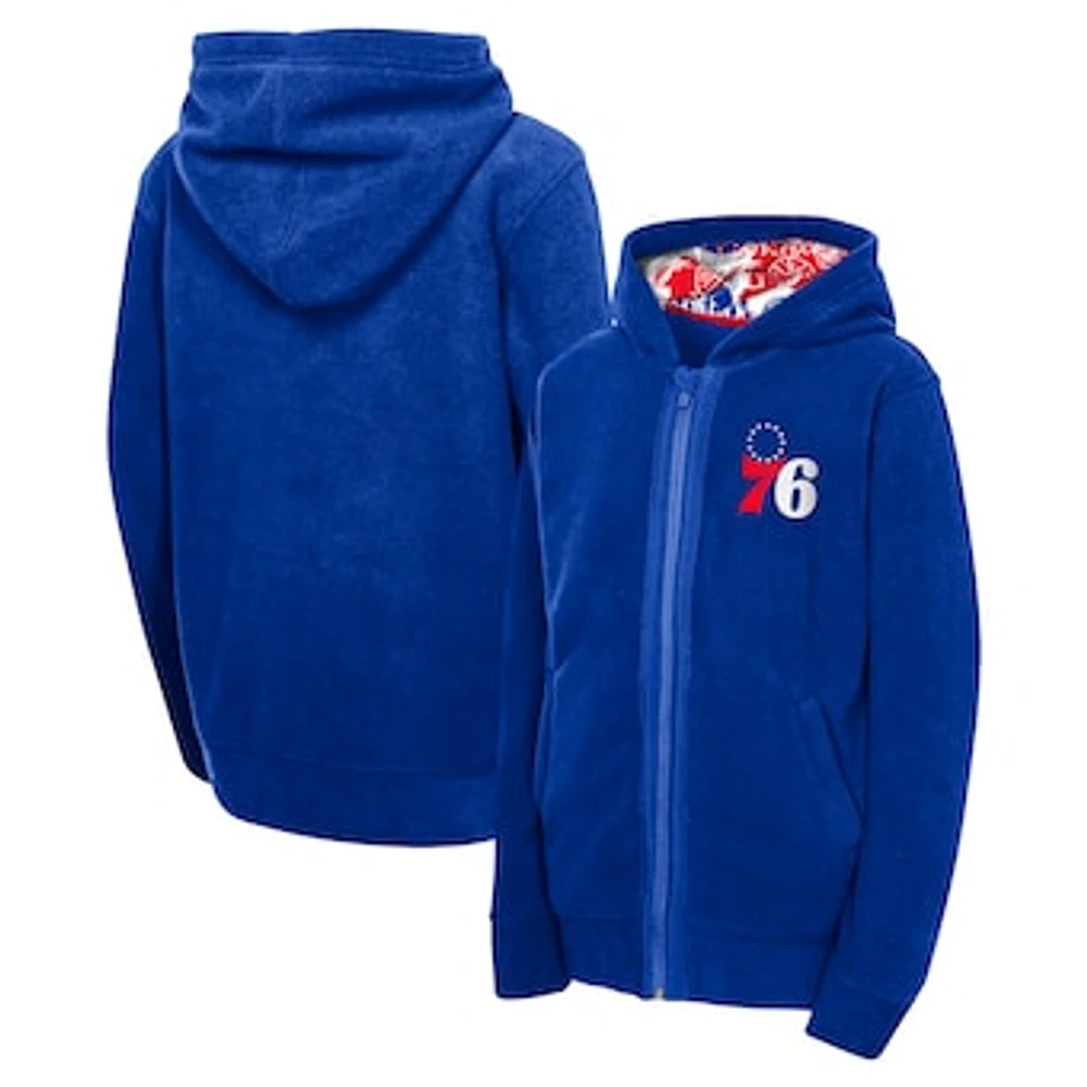 Youth Royal Philadelphia 76ers Key Line Sherpa Full-Zip Hoodie