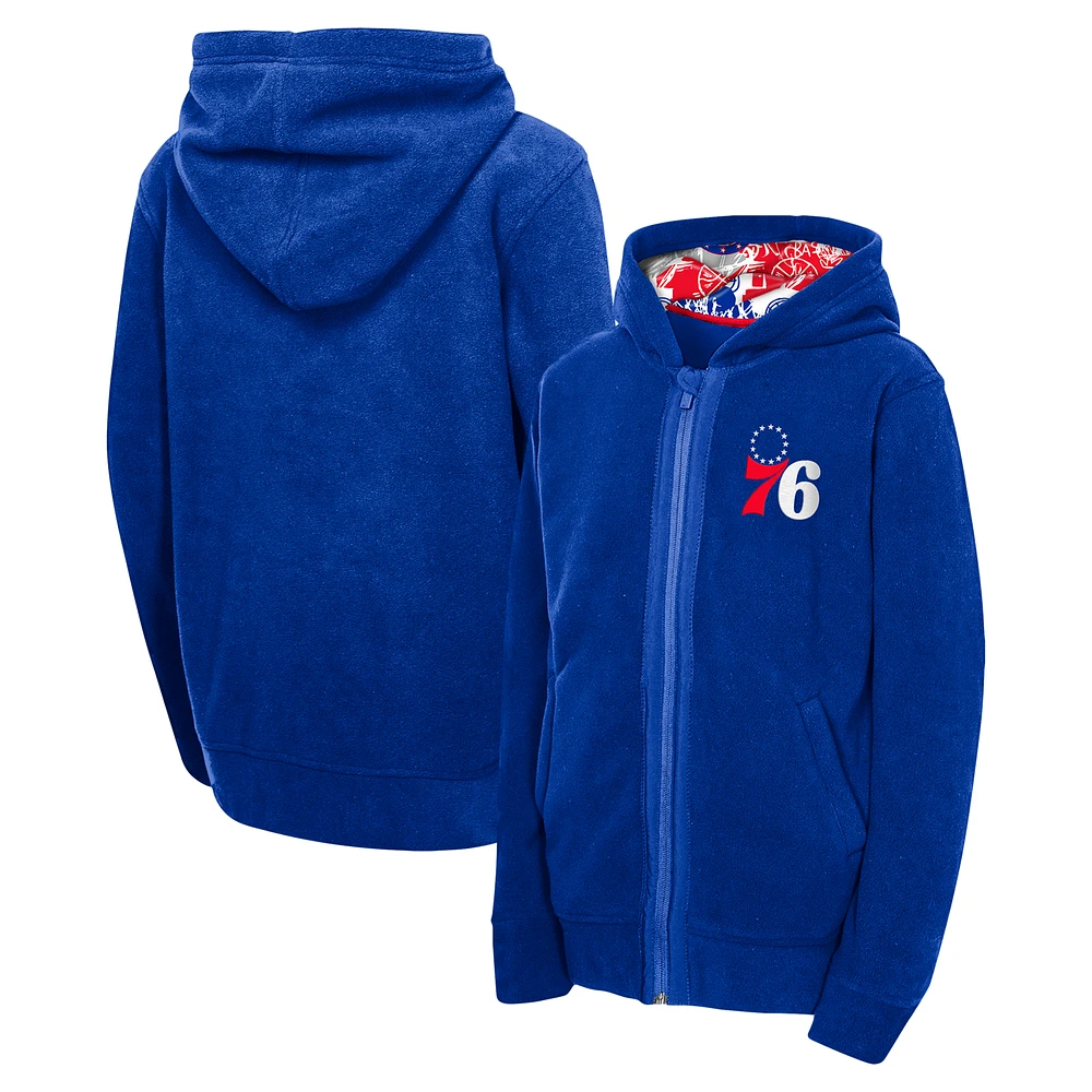 Youth Royal Philadelphia 76ers Key Line Sherpa Full-Zip Hoodie