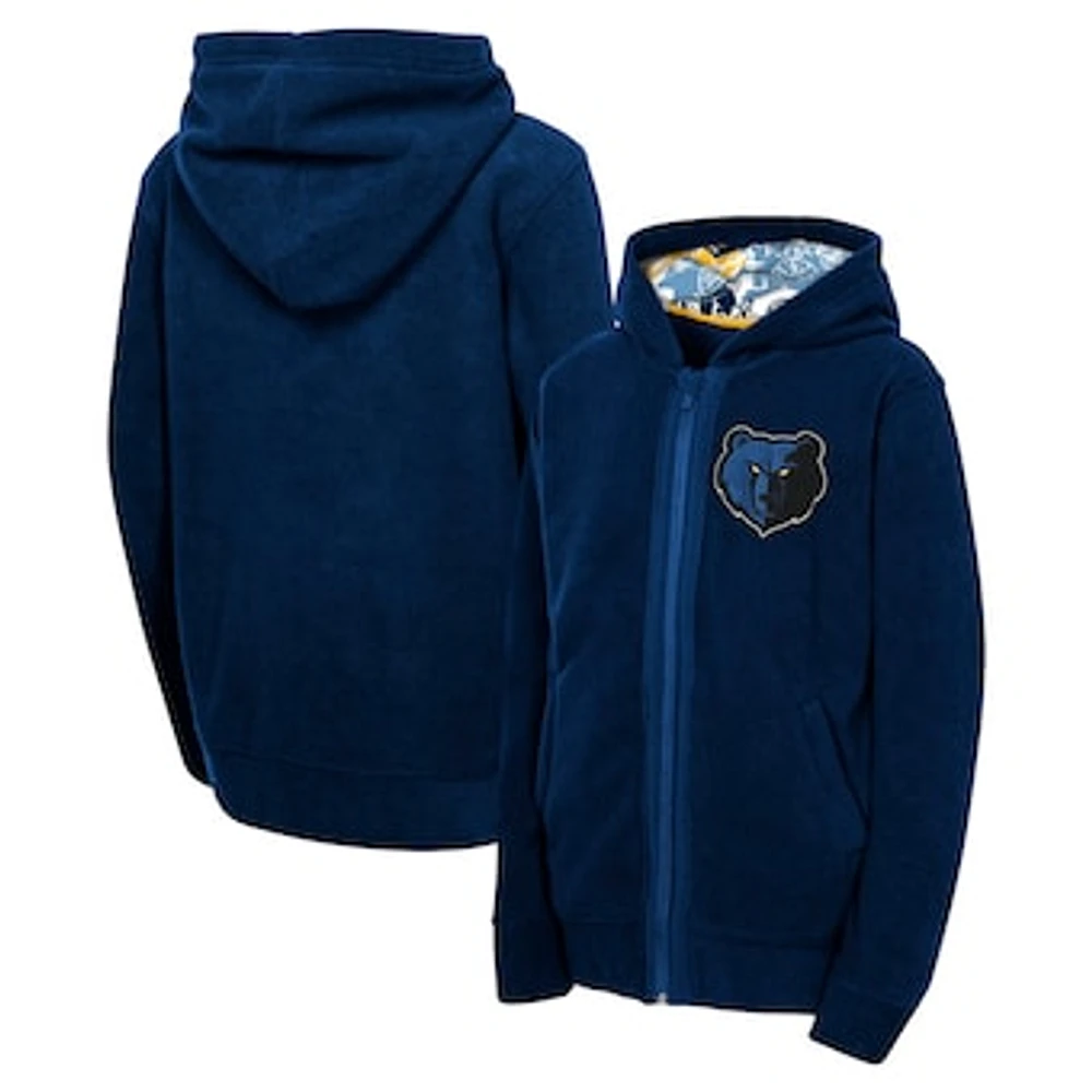 Youth Navy Memphis Grizzlies Key Line Sherpa Full-Zip Hoodie