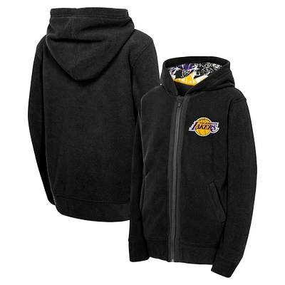 Youth Black Los Angeles Lakers Key Line Sherpa Full-Zip Hoodie