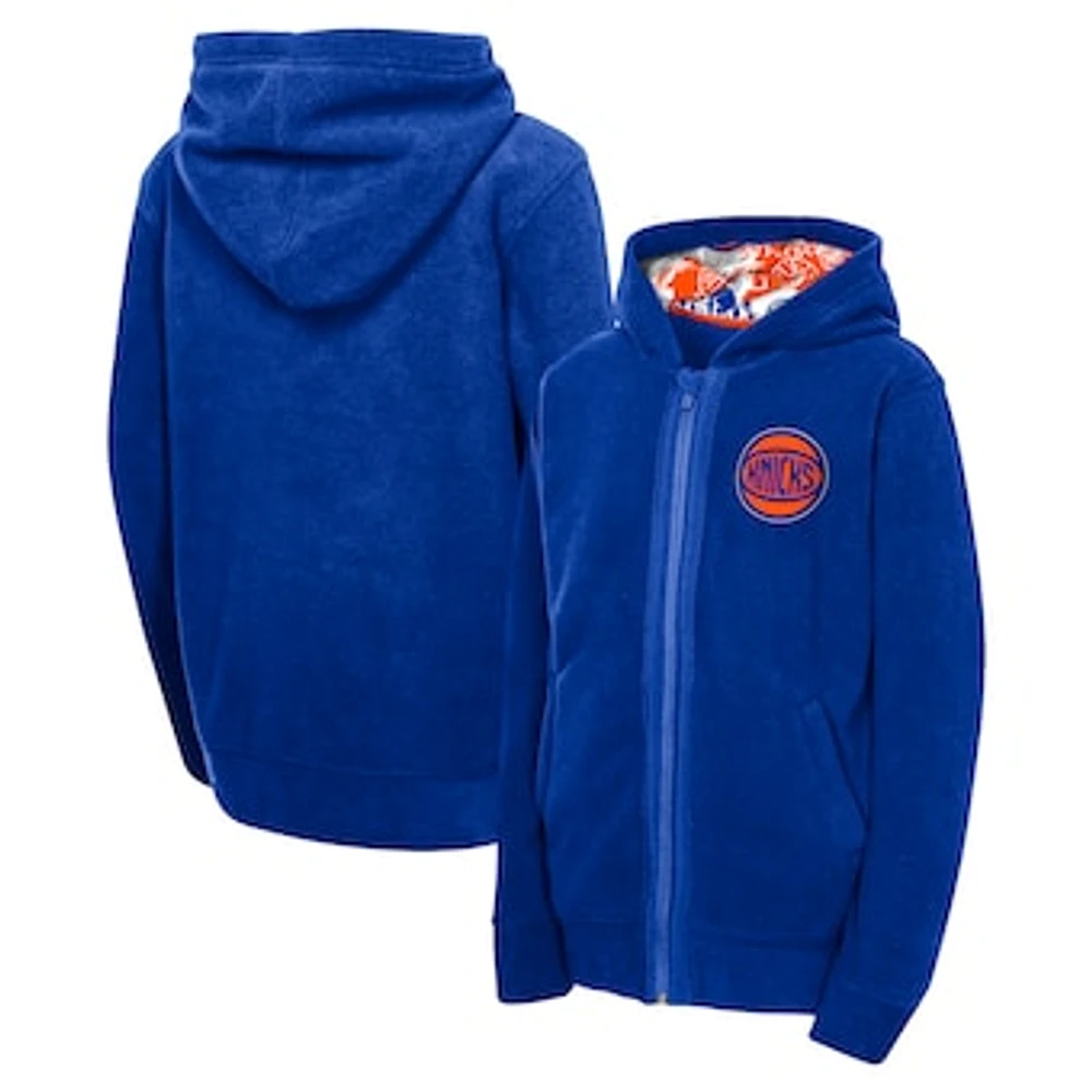 Youth Blue New York Knicks Key Line Sherpa Full-Zip Hoodie