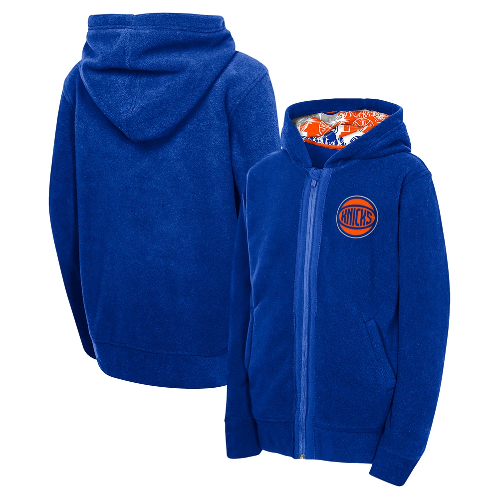 Youth Blue New York Knicks Key Line Sherpa Full-Zip Hoodie