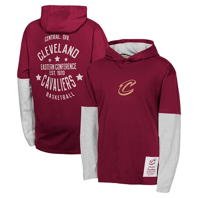 Youth Wine Cleveland Cavaliers Small Ball Long Sleeve Hoodie T-Shirt