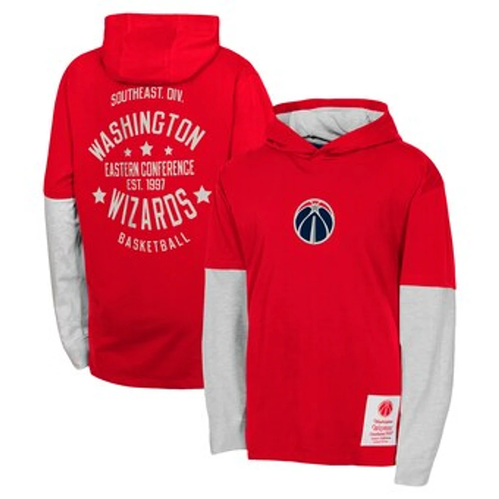 Youth Red Washington Wizards Small Ball Long Sleeve Hoodie T-Shirt