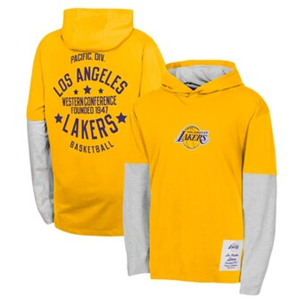 Youth Gold Los Angeles Lakers Small Ball Long Sleeve Hoodie T-Shirt