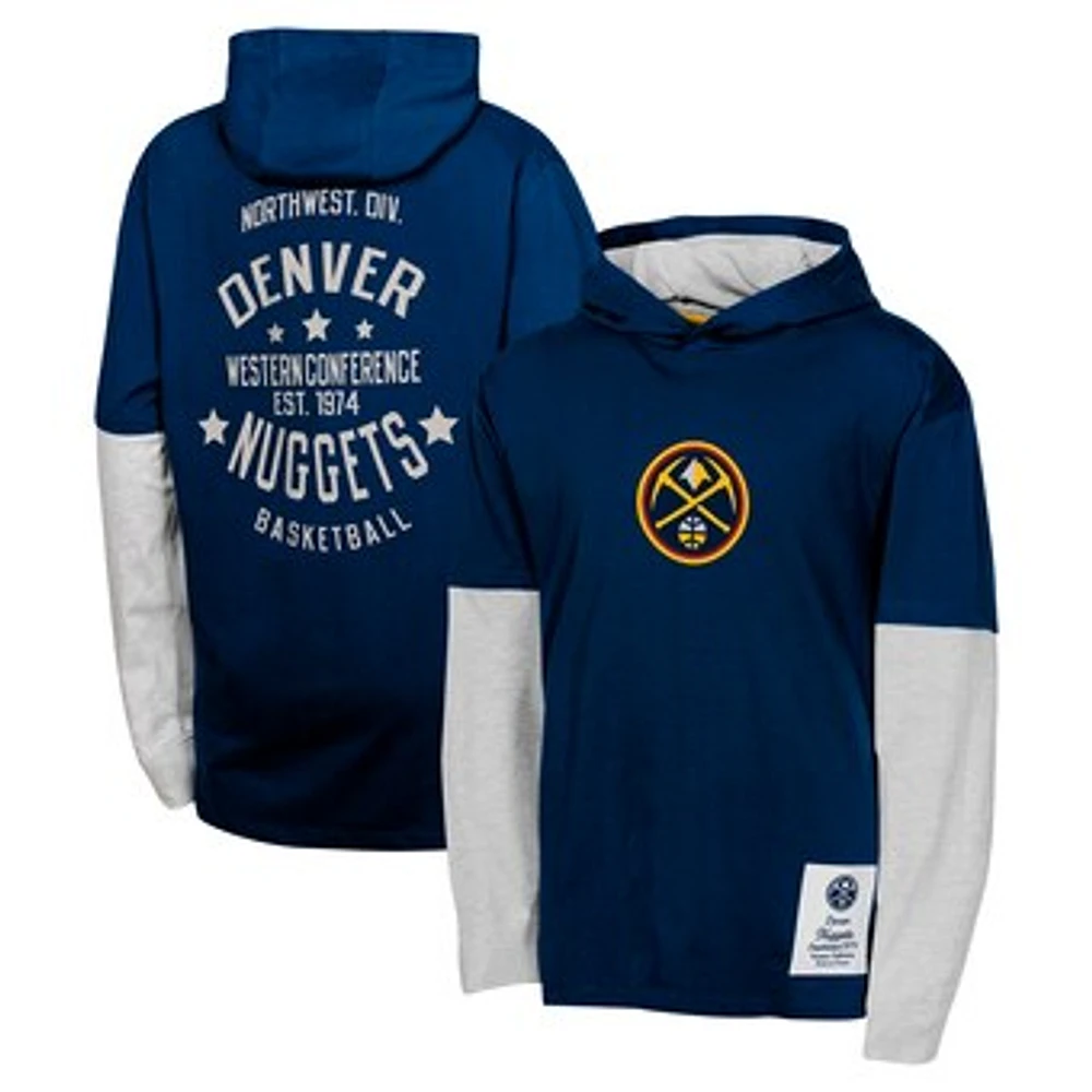 Youth Navy Denver Nuggets Small Ball Long Sleeve Hoodie T-Shirt