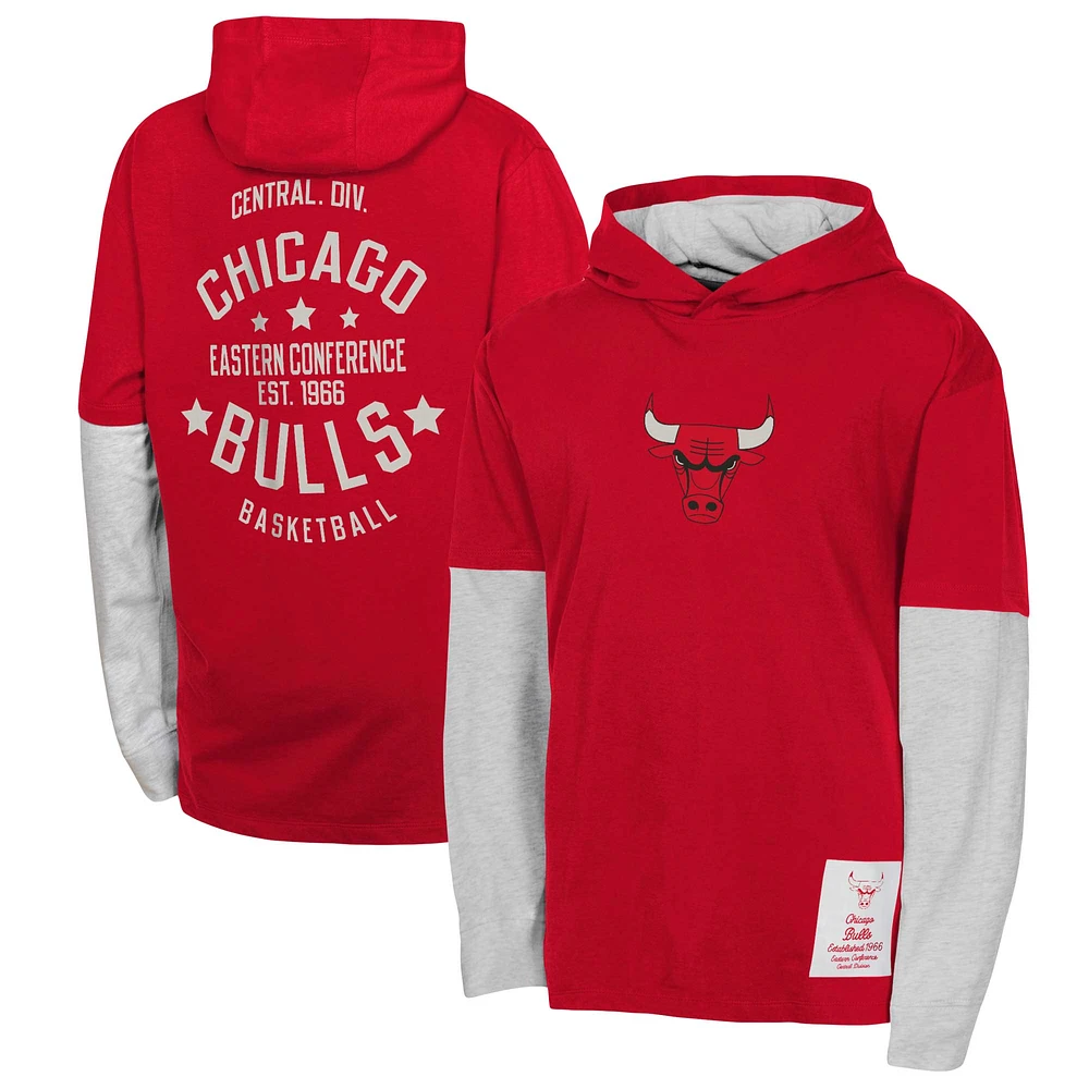 Youth Red Chicago Bulls Small Ball Long Sleeve Hoodie T-Shirt