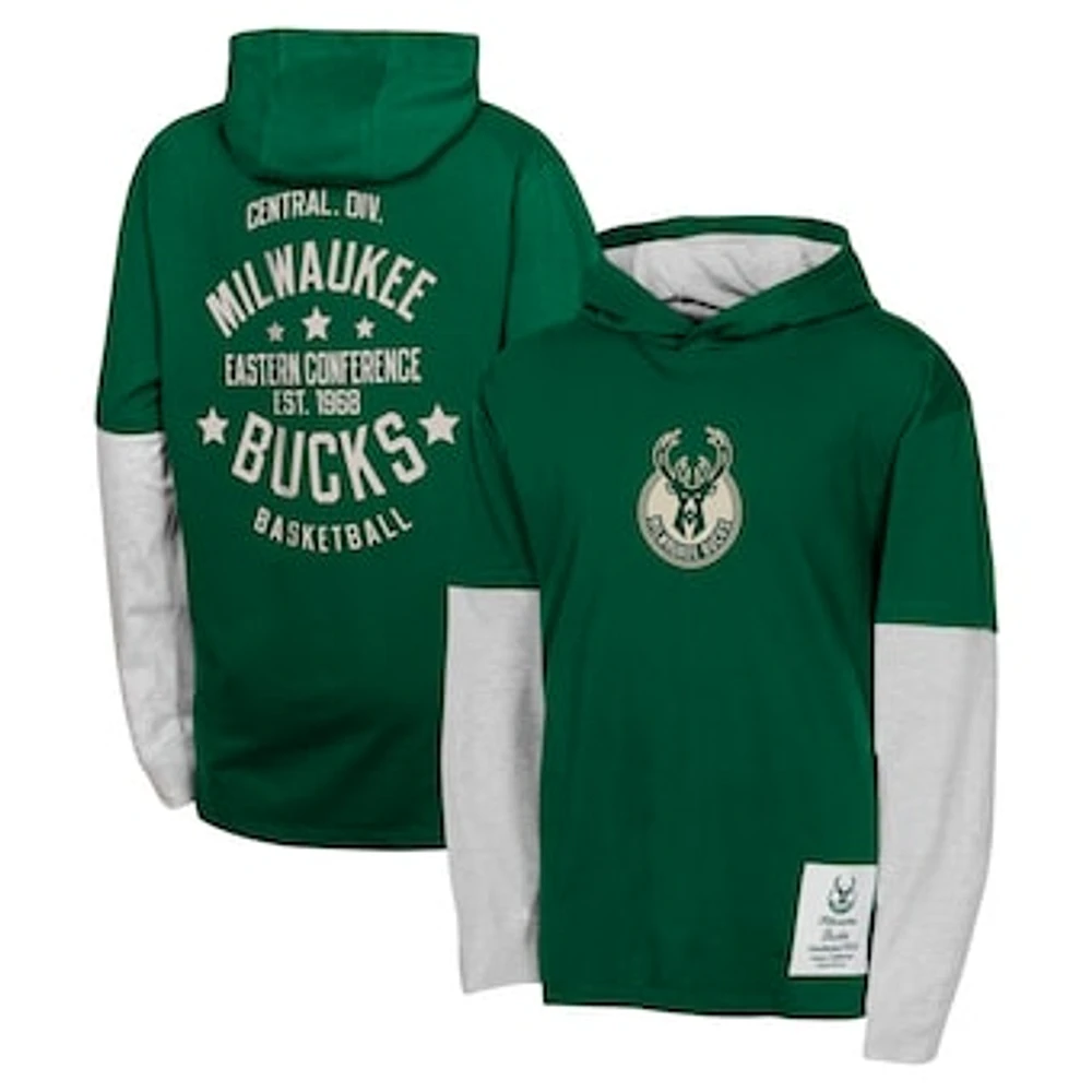 Youth Hunter Green Milwaukee Bucks Small Ball Long Sleeve Hoodie T-Shirt