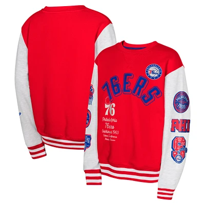 Youth Red Philadelphia 76ers Star Treatment Pullover Sweatshirt