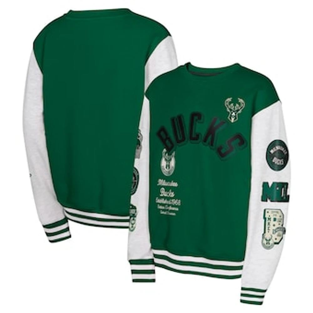 Youth Hunter Green Milwaukee Bucks Star Treatment Pullover Sweatshirt