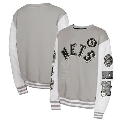 Youth Gray Brooklyn Nets Star Treatment Pullover Sweatshirt