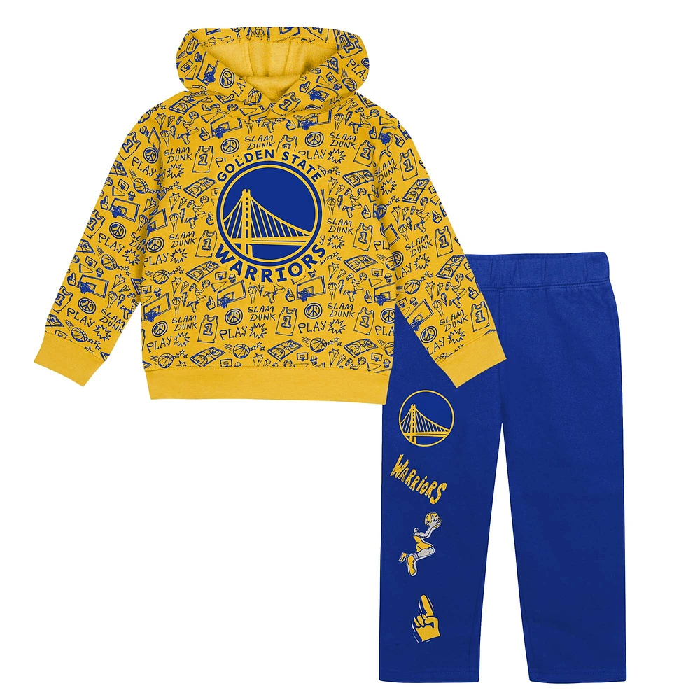 Toddler  Gold Golden State Warriors Give and Go Pullover Hoodie Sweatpants Set