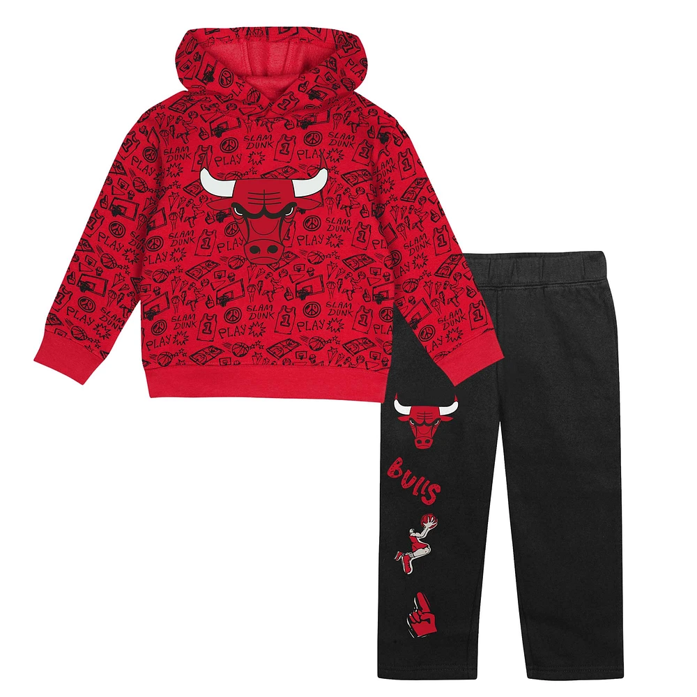 Toddler  Red Chicago Bulls Give and Go Pullover Hoodie Sweatpants Set