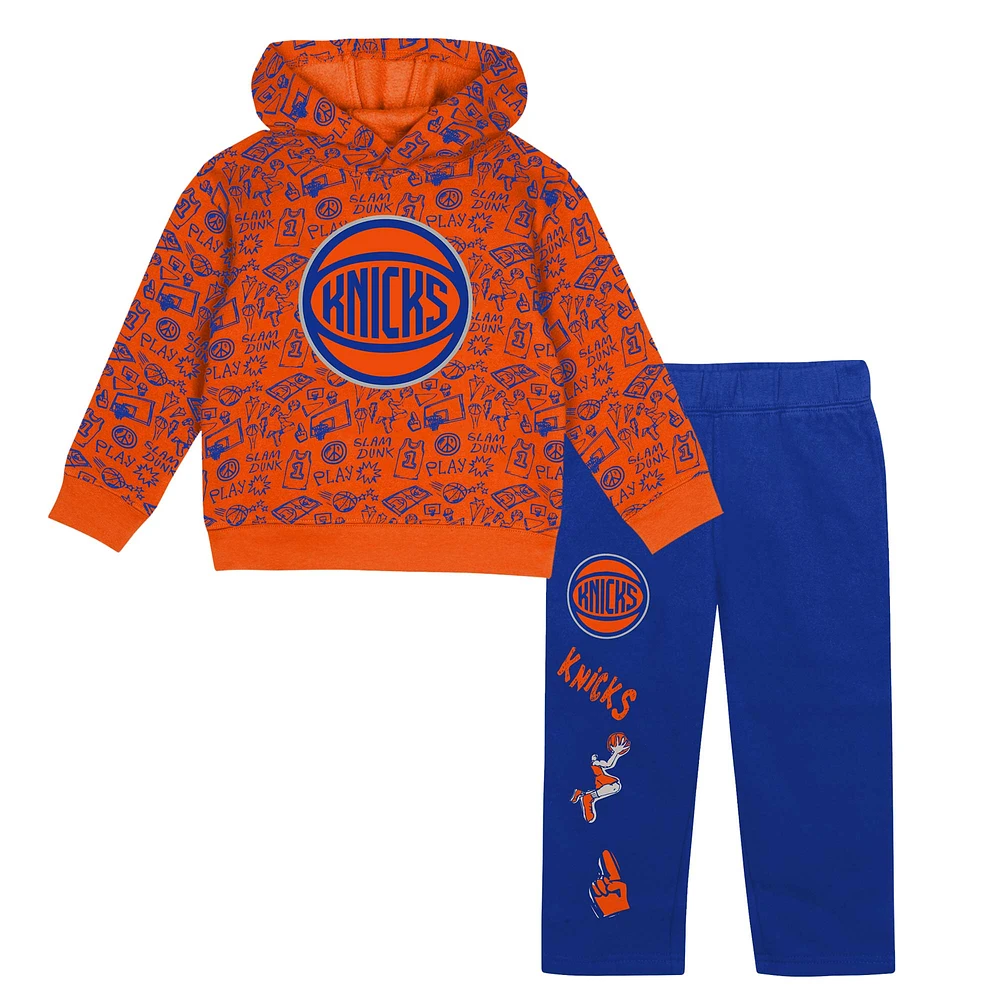 Toddler  Orange New York Knicks Give and Go Pullover Hoodie Sweatpants Set