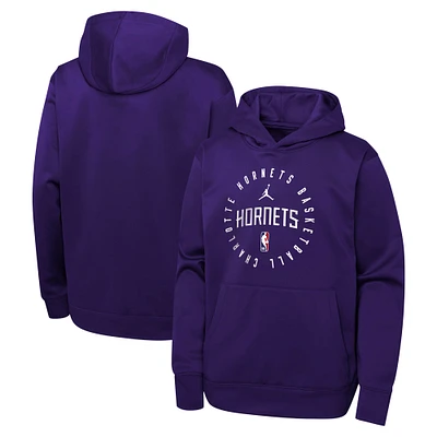 Youth Jordan Brand Purple Charlotte Hornets Performance Practice Spotlight Pullover Hoodie