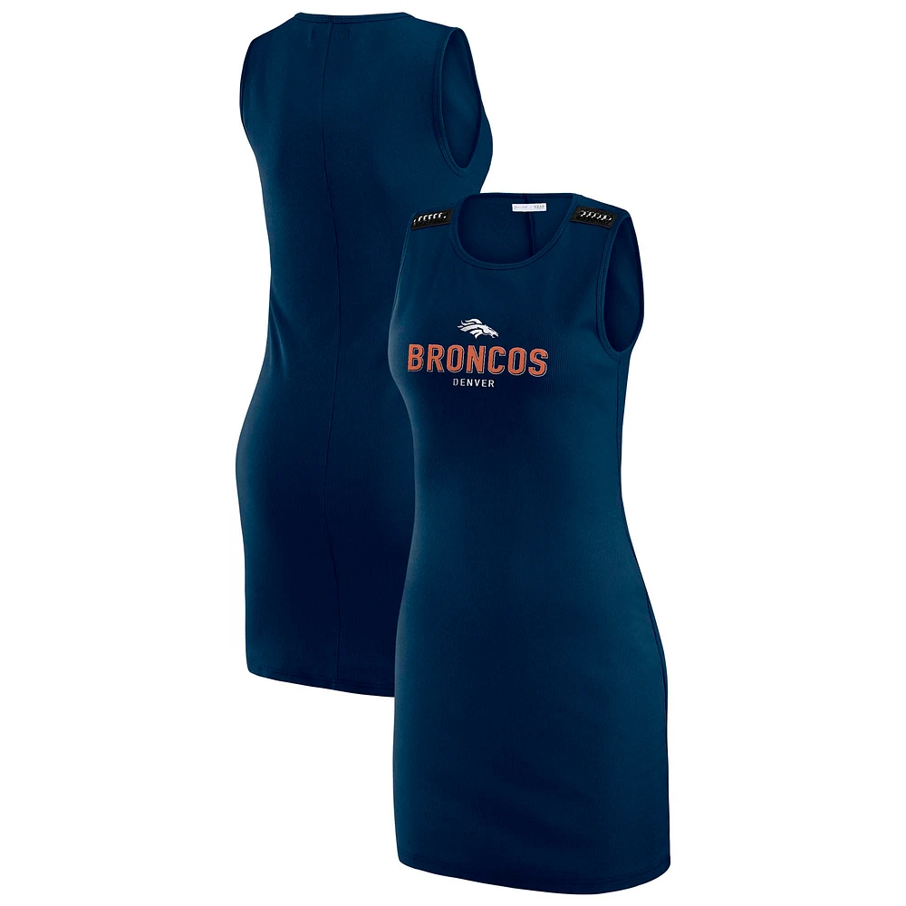 Women's WEAR by Erin Andrews x Gracie Hunt Navy Denver Broncos Ribbed Tank Dress