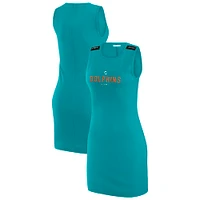 Women's WEAR by Erin Andrews x Gracie Hunt Aqua Miami Dolphins Ribbed Tank Dress