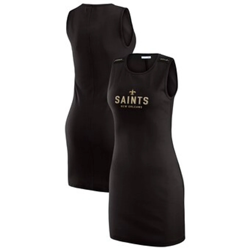 Women's WEAR by Erin Andrews x Gracie Hunt Black New Orleans Saints Ribbed Tank Dress