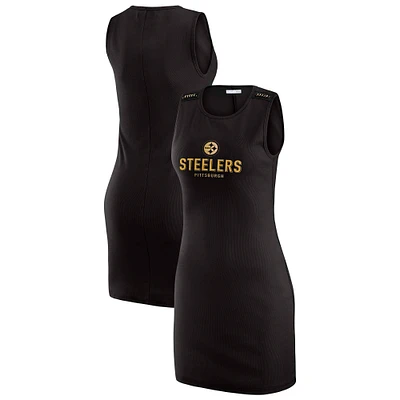 Women's WEAR by Erin Andrews x Gracie Hunt Black Pittsburgh Steelers Ribbed Tank Dress