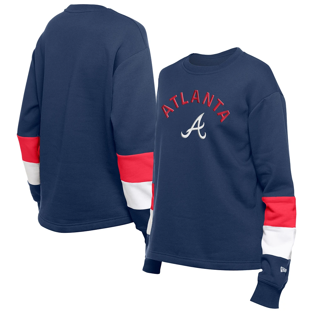 Women's New Era  Navy Atlanta Braves Game Day Color Pullover Sweatshirt