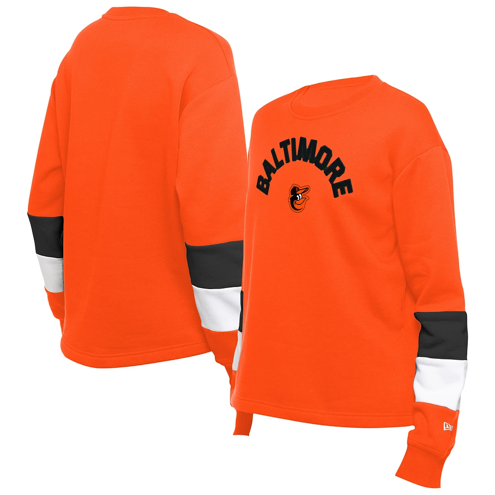 Women's New Era Orange Baltimore Orioles Gameday Crewneck Sweatshirt