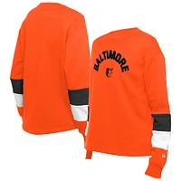 Women's New Era  Orange Baltimore Orioles Gameday Crewneck Sweatshirt