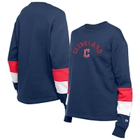 Women's New Era  Navy Cleveland Guardians Game Day Color Pullover Sweatshirt