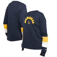 Women's New Era  Navy Milwaukee Brewers Game Day Color Pullover Sweatshirt