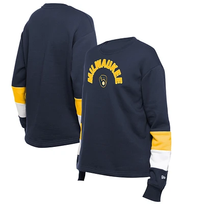 Women's New Era  Navy Milwaukee Brewers Game Day Color Pullover Sweatshirt