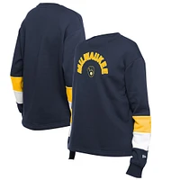 Women's New Era  Navy Milwaukee Brewers Game Day Color Pullover Sweatshirt