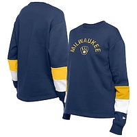 Women's New Era  Navy Milwaukee Brewers Game Day Color Pullover Sweatshirt