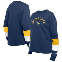 Women's New Era  Navy Milwaukee Brewers Game Day Color Pullover Sweatshirt