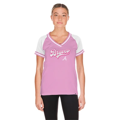 Women's New Era Light Pink Atlanta Braves Gameday V-Neck T-Shirt