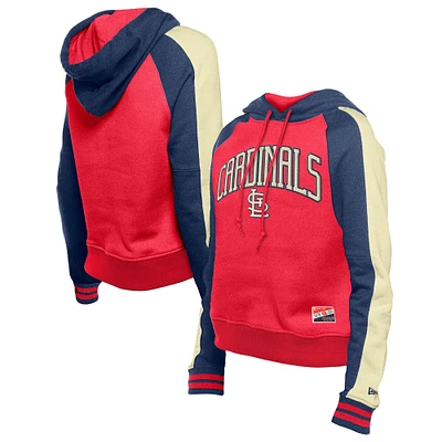 Women's New Era  Red St. Louis Cardinals Cooperstown Collection Cropped Raglan Pullover Hoodie