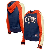 Women's New Era  Navy Houston Astros Cooperstown Collection Cropped Raglan Pullover Hoodie