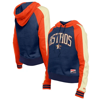 Women's New Era  Navy Houston Astros Cooperstown Collection Cropped Raglan Pullover Hoodie