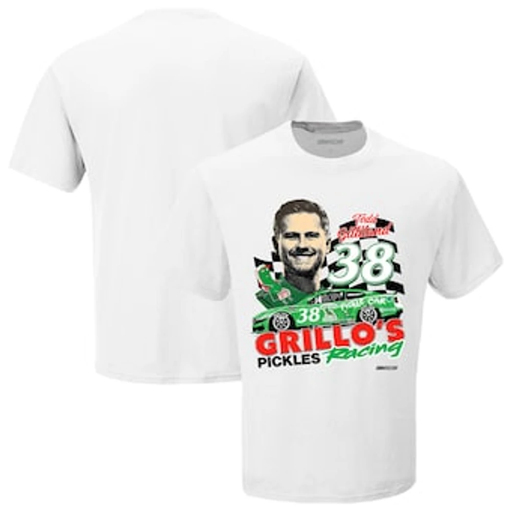 Men's Checkered Flag Sports White Todd Gilliland Grillo's Pickles Car T-Shirt