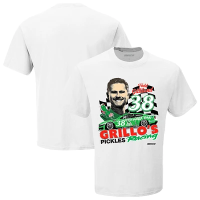 Men's Checkered Flag Sports White Todd Gilliland Grillo's Pickles Car T-Shirt