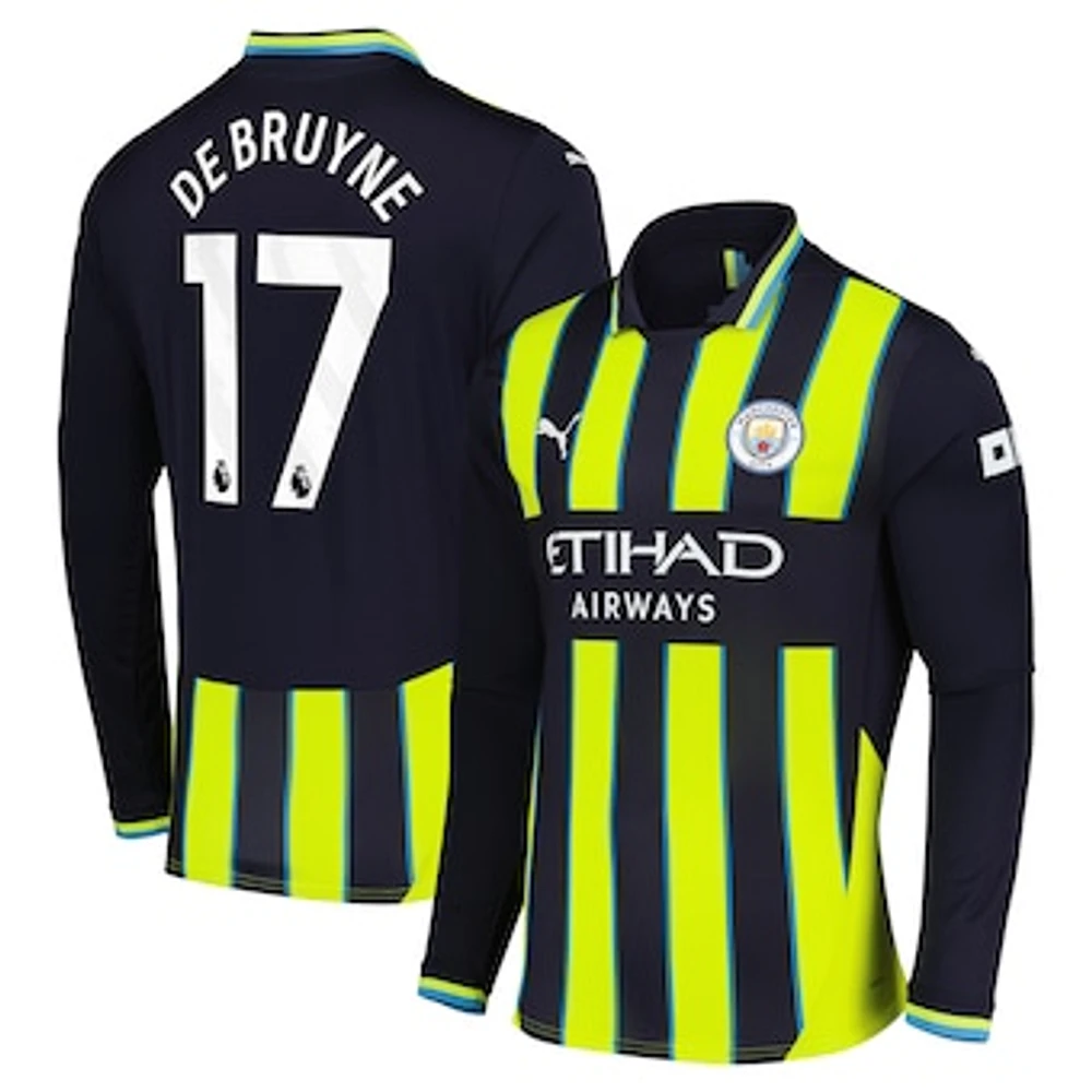 Men's Puma Kevin De Bruyne Navy Manchester City 2024/25 Away Replica Long Sleeve Player Jersey