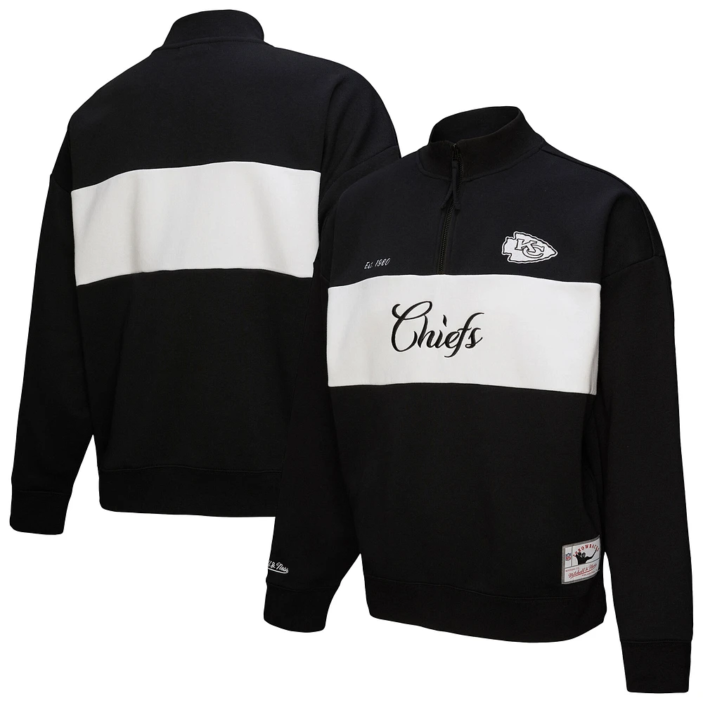 Women's Mitchell & Ness Black Kansas City Chiefs Quarter-Zip Jacket